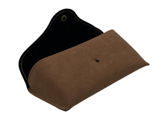 Metal Button Closure Soft Leather Spectacle Cases