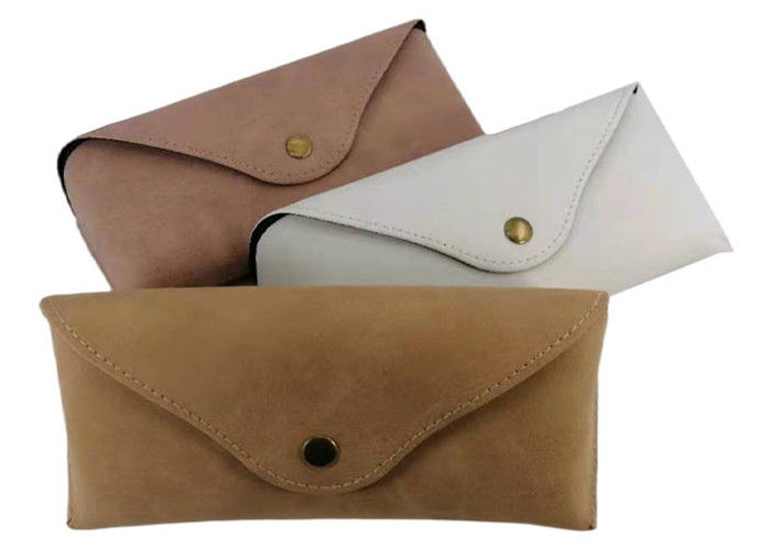 Metal Button Closure Soft Leather Spectacle Cases